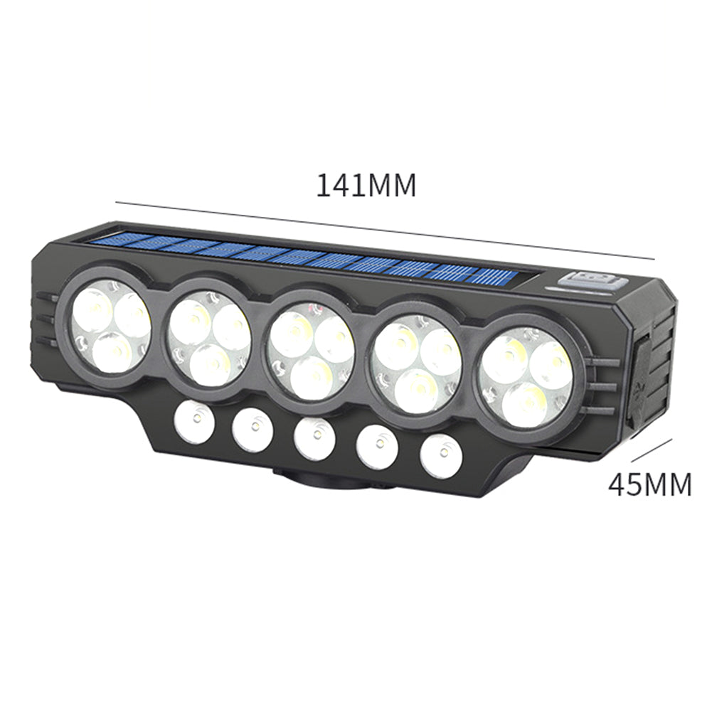 🚨💡 Solárny svetlomet na bicykel s USB nabíjaním a reproduktorom pre dlhotrvajúcu nočnú jazdu.
