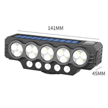🚨💡 Solárny svetlomet na bicykel s USB nabíjaním a reproduktorom pre dlhotrvajúcu nočnú jazdu.