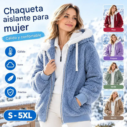 ☃️Oferta limitada: 39% de descuento❄️【S-5XL】Chaqueta de mujer 2026 de felpa gruesa con rayas en contraste