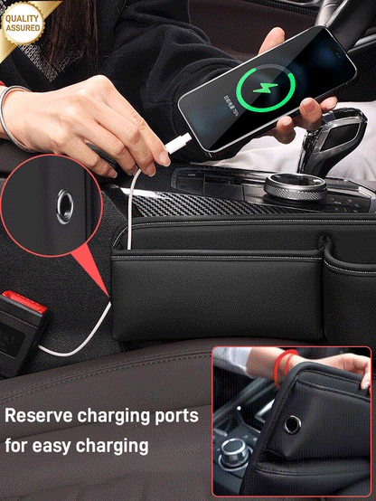 ✨ Nuevo modelo 2026: 🚗 Caja organizadora de piel vacuna para el espacio entre asientos del coche