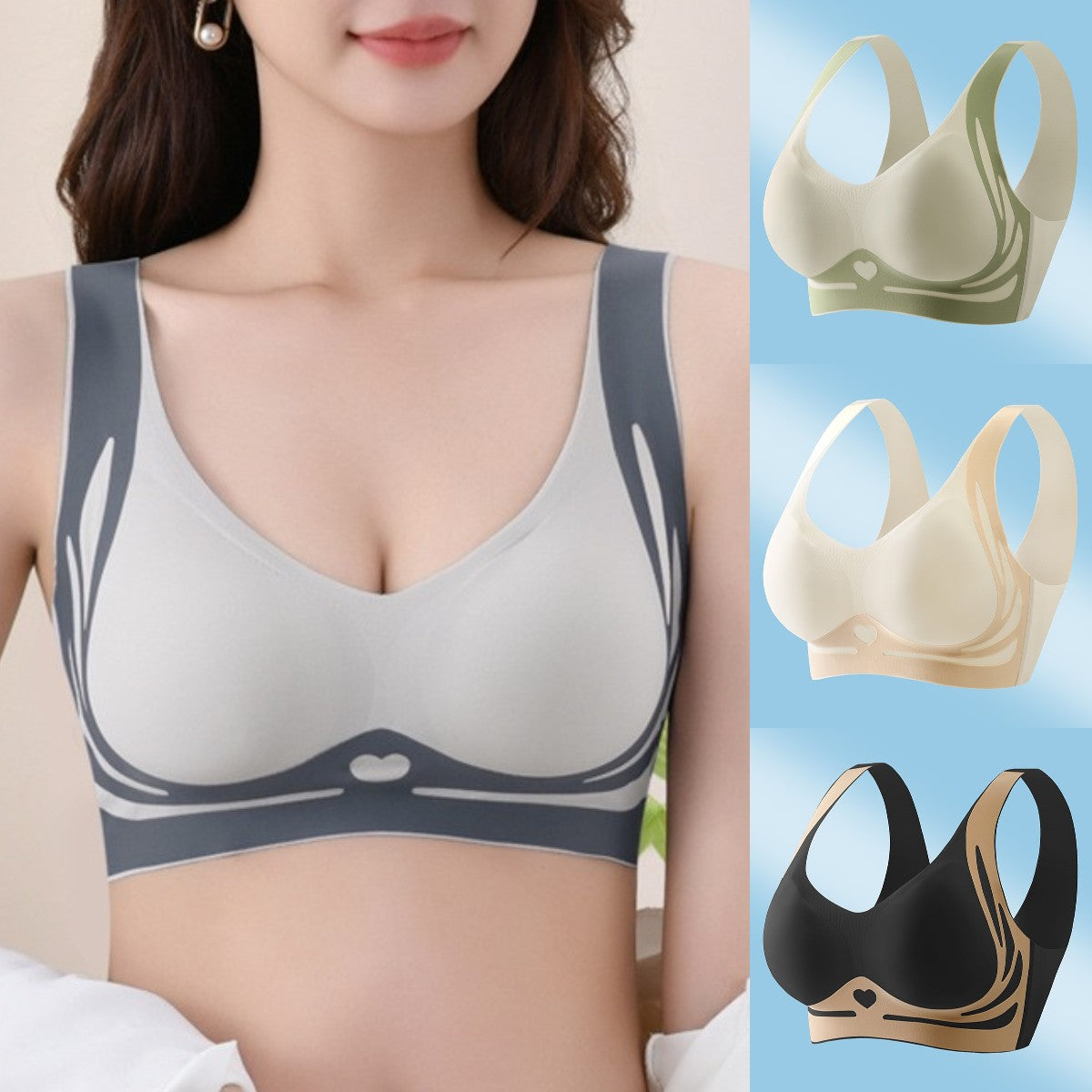 😍【Paquete de 4】Sujetador inalámbrico de una pieza para mujer❤️【40-85KG】