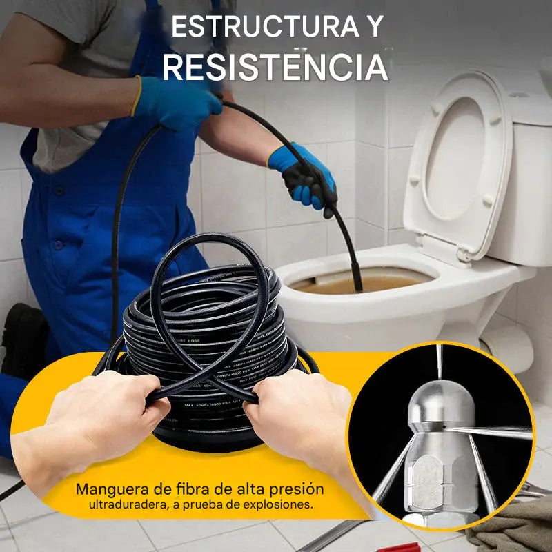 🔗Utilizado con una hidrolavadora de alta presión, desatasca y elimina eficazmente las tuberías obstruidas 💧Imprescindible en cualquier hogar