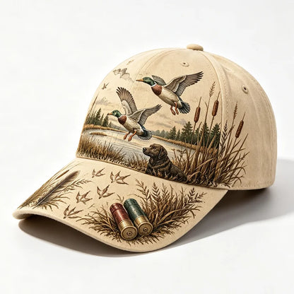 【Retro americký štýl】Bejzbalová šiltovka Duck Hunting Wild & Ready, grafická potlač s motívom lovu kačíc, nastaviteľná, vintage outdoorový štýl (5 farieb) ✨