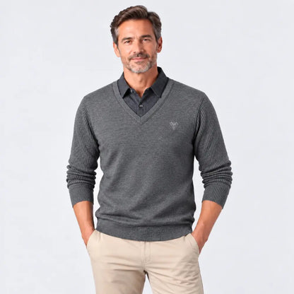 【M-4XL】Camisa de punto de dos piezas para hombre, versátil, para otoño e invierno