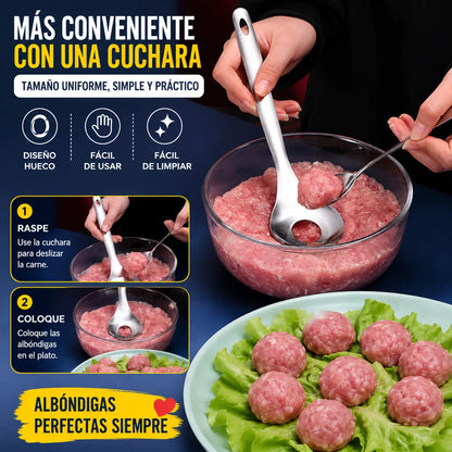 🍖 【3 piezas】Molde para albóndigas de acero inoxidable 304 – ideal para hacer albóndigas de carne y de pescado, perfecto para cocinar en casa 🥄