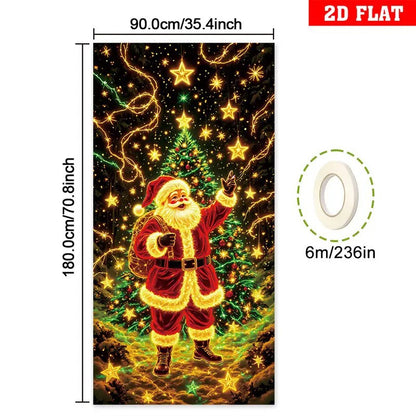 Pancarta navideña fluorescente UV para puerta/fondo/decoración para fiestas navideñas/tela decorativa navideña colgante