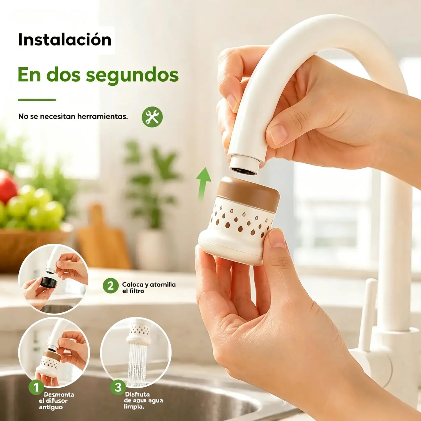 【Compra 1 y llévate 2 gratis】💦 Filtro de grifo antisalpicaduras -360° – Ahorra agua y lava mejor