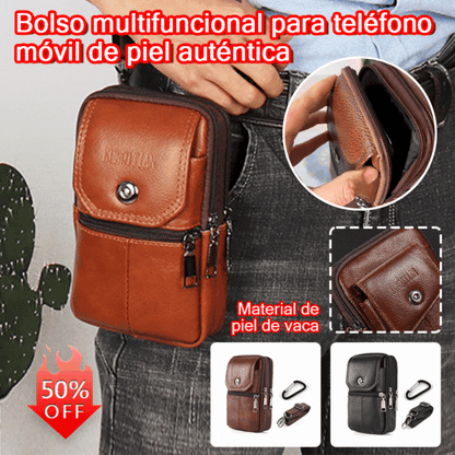 🔥【50% de descuento】Riñonera de cuero genuino para hombre con diseño mixto (bandolera/bolso de hombro)