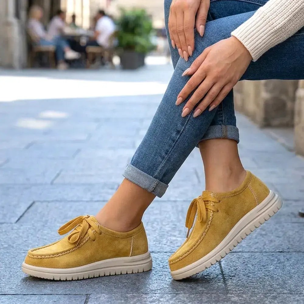 🍁【Tallas 36-43】Novedad de otoño 2026: zapatos casuales de felpa con plataforma y cordones