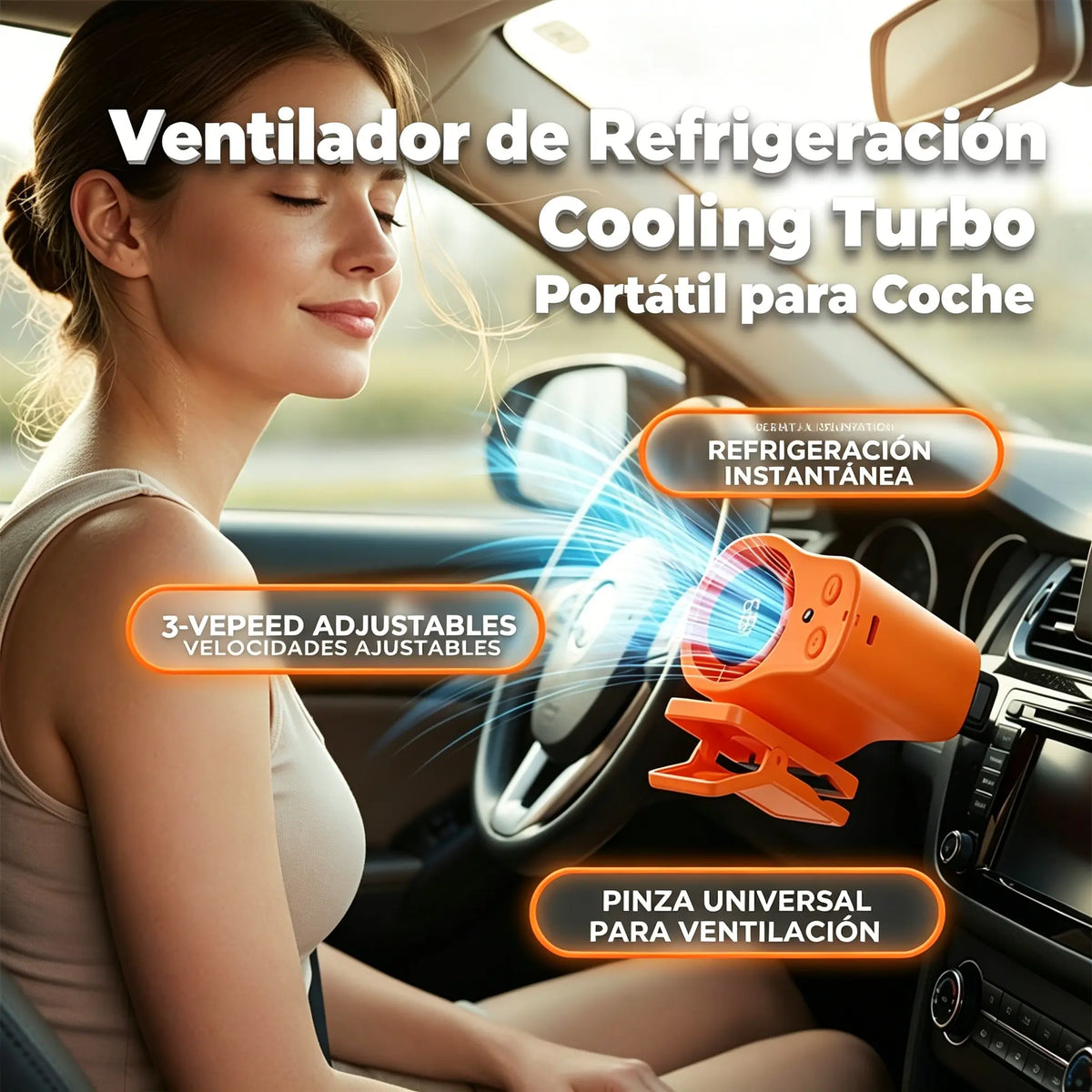 🌀 Ventilador manos libres con pantalla LED, clip integrado y 199 niveles de ajuste