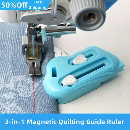 💥Regla magnética para coser 3 en 1 con abridor de costuras y enhebrador | Fuerte control magnético de los bordes, marcas en la regla (se puede utilizar en máquinas de coser domésticas e industriales)
