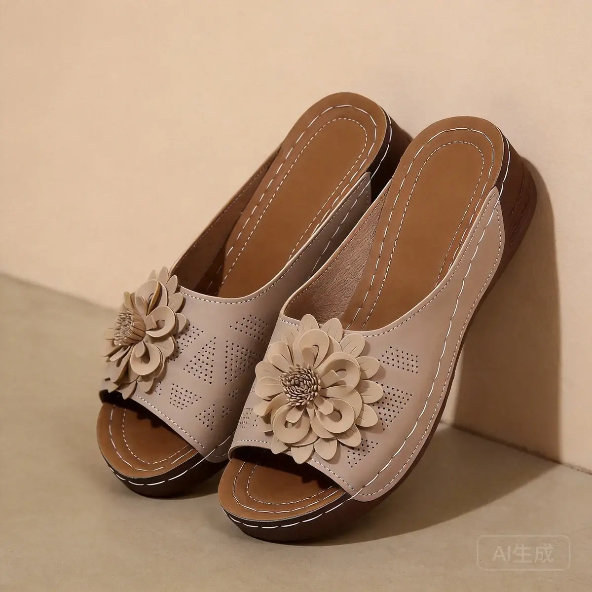 🔥🎀【Tallas 36-43】Zapatillas de plataforma caladas para mujer con flores tridimensionales