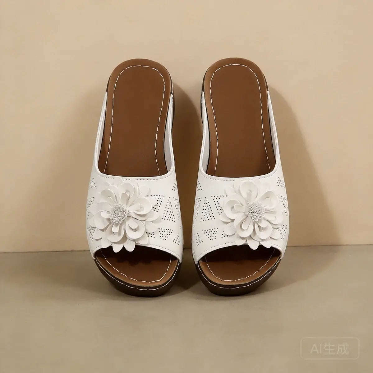 🔥🎀【Tallas 36-43】Zapatillas de plataforma caladas para mujer con flores tridimensionales