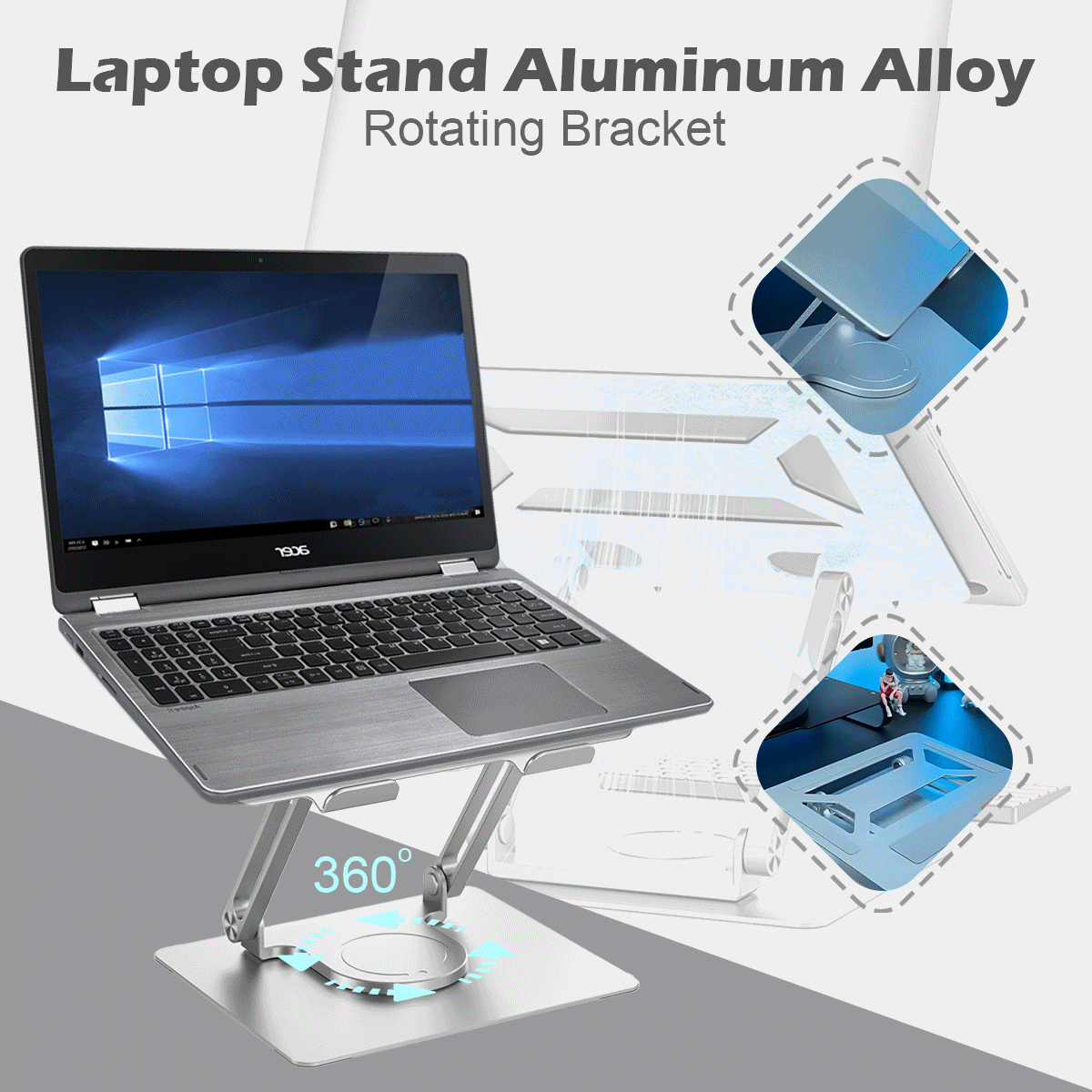 💥【Nuevo modelo 2026】💻 Soporte giratorio para portátil en aleación de aluminio