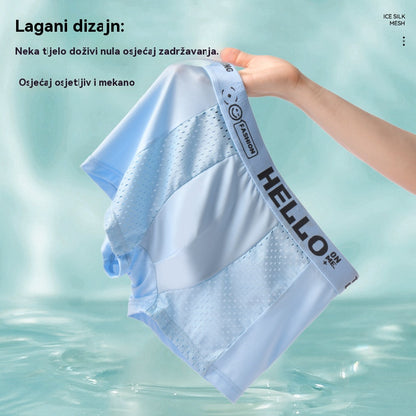 🔥【Compre 3 y obtenga 3 gratis】Calzoncillos bóxer de malla transpirable de seda helada para hombre