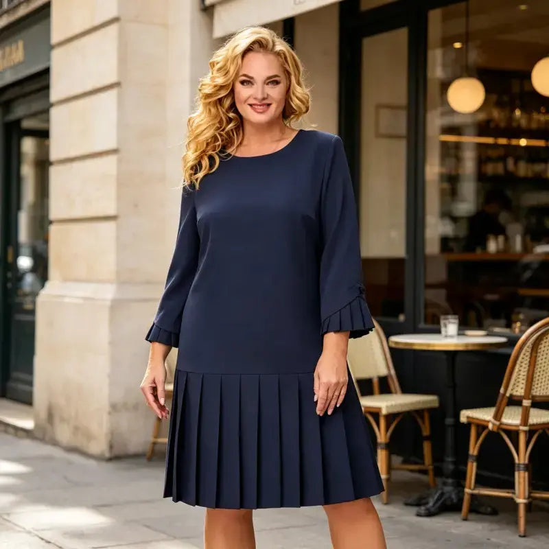 💌【S-5XL】👗Nuevo vestido elegante de alta calidad y color liso para otoño/invierno 2026