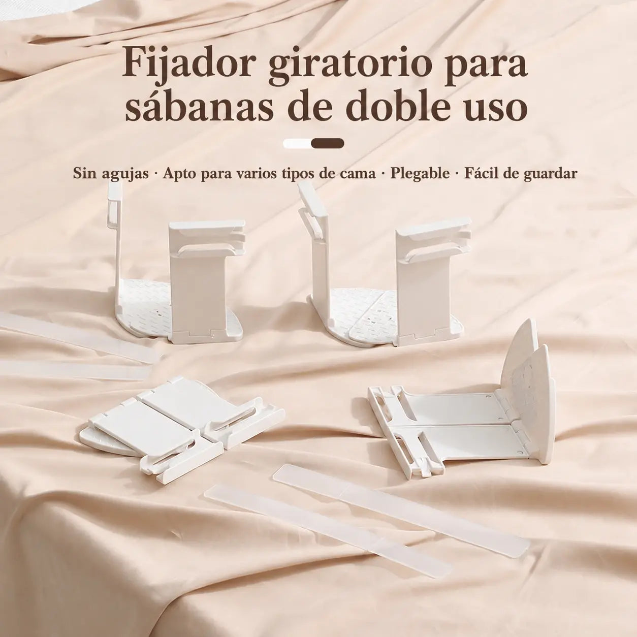 Juego de 4 piezas-28€-Sujetadores de sábanas: clips antideslizantes, invisibles y sin agujas que fijan las sábanas y las sábanas bajeras por las esquinas para evitar que se muevan.