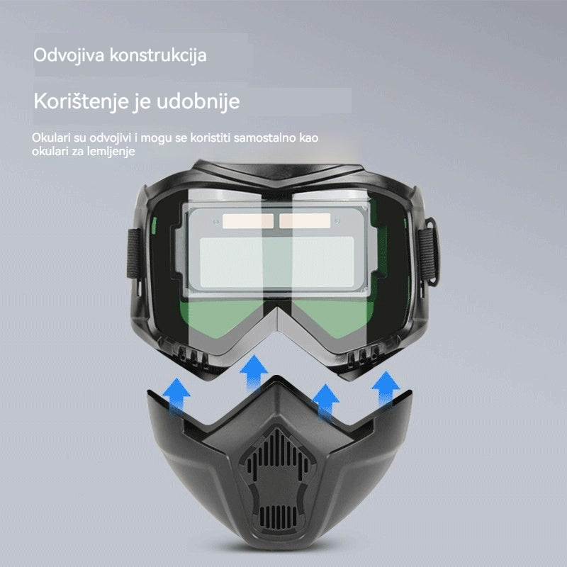 😎 Potpuno automatska kaciga za zalogaje s zaštitnom maskom i glavnom izmjenom svjetla za zalogaje