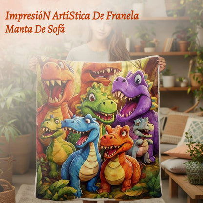 🔥Manta de franela con estampado artístico a cuadros, nueva colección 2025