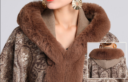 【Jedna veľkosť padne všetkým】【40-85kg】2025 nová jesenná a zimná tvídová šálová bunda s kapucňou