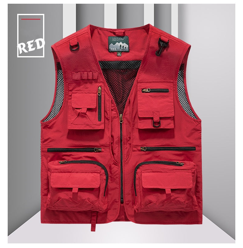 🔥🔥【L-5XL】Chaleco Casual de Malla para Hombre, Multibolsillos Secado Rápido para Pesca y Exterior