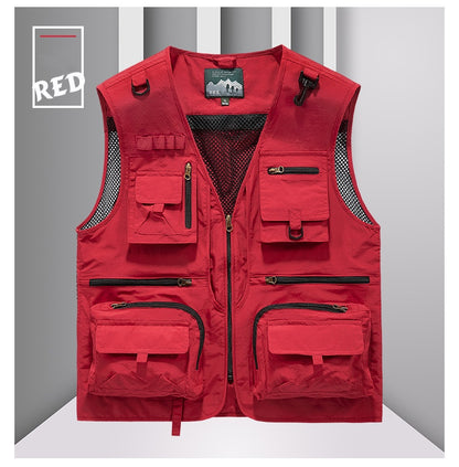 🔥🔥【L-5XL】Chaleco Casual de Malla para Hombre, Multibolsillos Secado Rápido para Pesca y Exterior