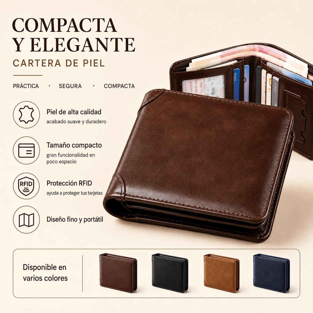🐂✨ Nueva cartera de cuero genuino para hombre con sistema antirrobo