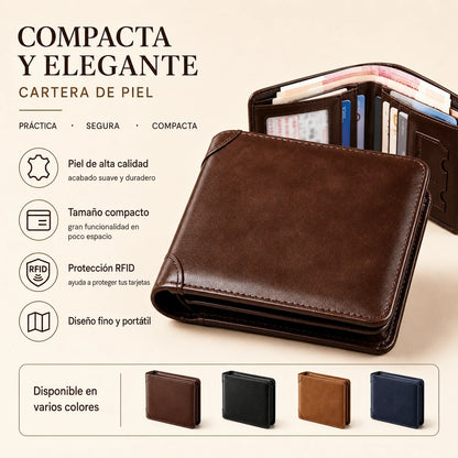 🐂✨ Nueva cartera de cuero genuino para hombre con sistema antirrobo