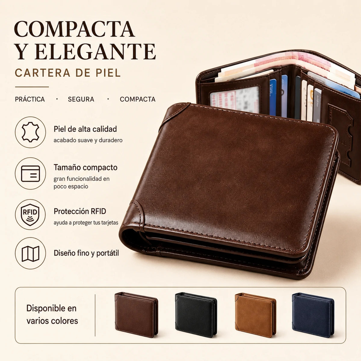 🐂✨ Nueva cartera de cuero genuino para hombre con sistema antirrobo