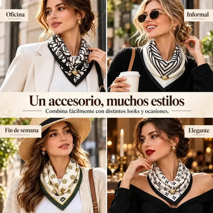 ✨【Pack de 4】Pañuelos elegantes para mujer con cierre magnético – Estampados, fáciles de poner y sin necesidad de hacer nudos