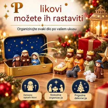 🔥Kupite jedan, dobijte jedan gratis🔥🔥 ✝️ Prijenosni minijaturni set religijskih jaslica (s kutijom za pohranu)
