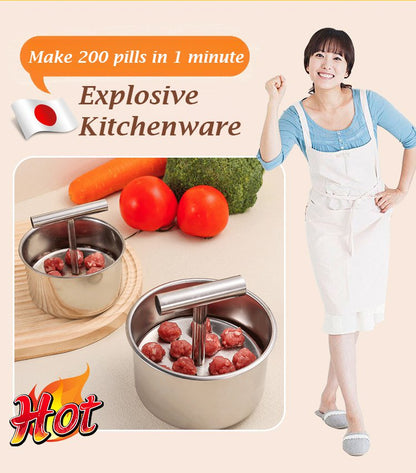 ✨【Cumpărați 1, primiți 1 gratuit】Aparat de fabricat chiftele presate din otel inoxidabil🥩✨——Durabilă, igienă, ușor de curățat🔥