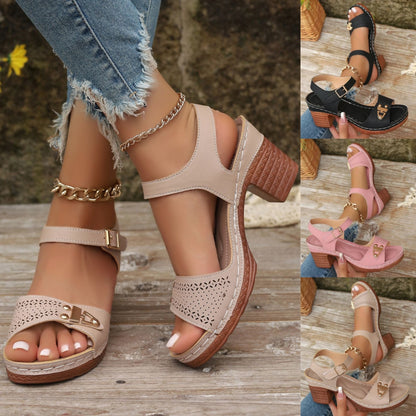 🔥【Reduceri de vară la produse noi】👠Sandale de damă cu toc înalt, stil nou 2025, confortabile, din piele naturală 