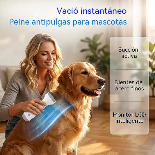Peine Eléctrico Aspirador Contra Pulgas y Piojos para Mascotas | Sin Químicos, Extracción Inmediata de Parásitos, Aseo Seguro para Pelajes Sensibles 🐶🐱