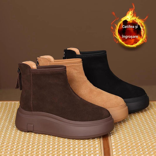 👢【35-40】2025 snehule so zadným zipsom s hrubou podrážkou, pohodlné, vodeodolné a protišmykové