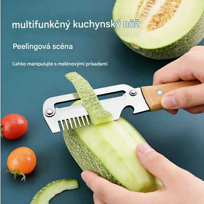 【Kúp 1 a dostaneš 1 zadarmo】 Viacúčelová kuchynská škrabka 3 v 1: olúpa, krája a otvára uzávery fliaš!