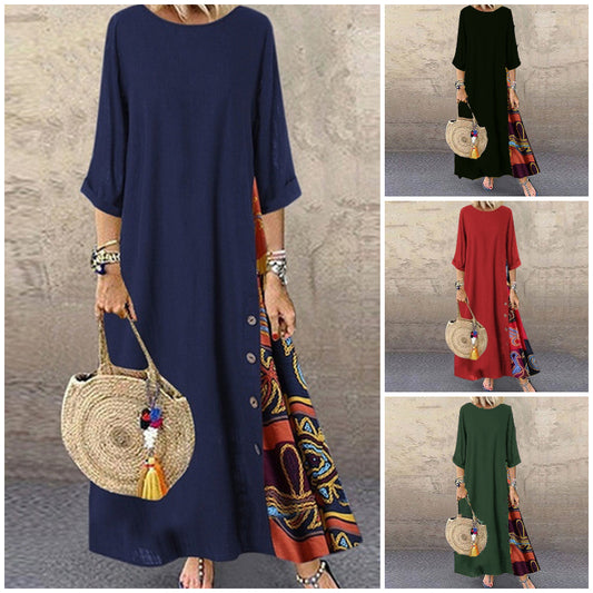 🌾【Ofertă specială】💕💕【M-5XL】 Rochie retro de vară nouă din in - moale și confortabilă la atingere 