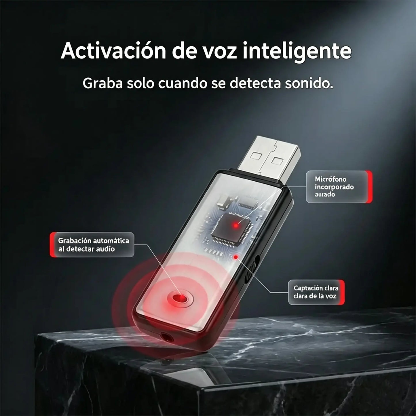 【8/16GB】Grabadora de voz USB portátil de alta resolución con reducción de ruido