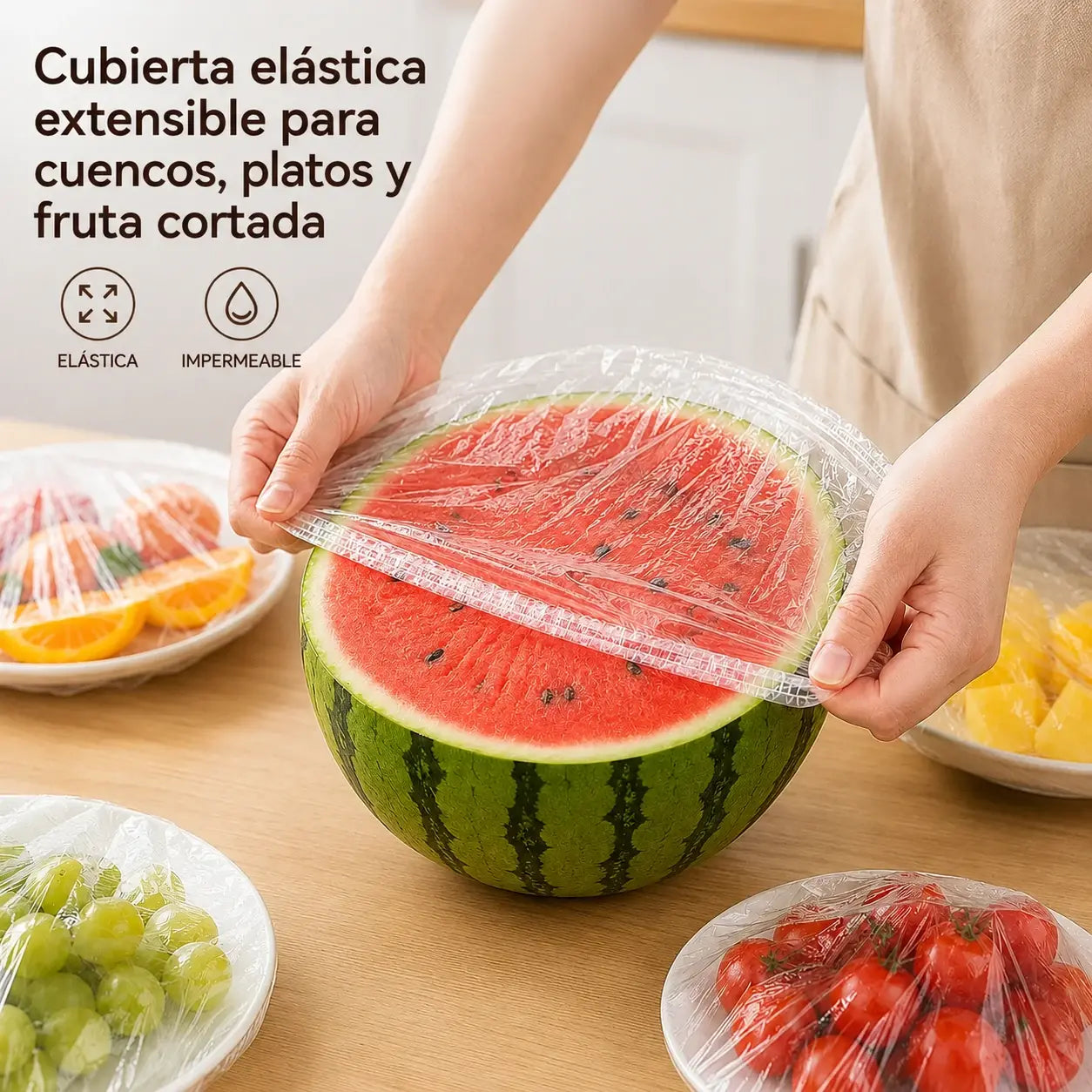 【200 piezas】Film transparente desechable, ideal para recipientes y alimentos. Se ajusta perfectamente, ofrece un buen sellado y es fácil de usar.