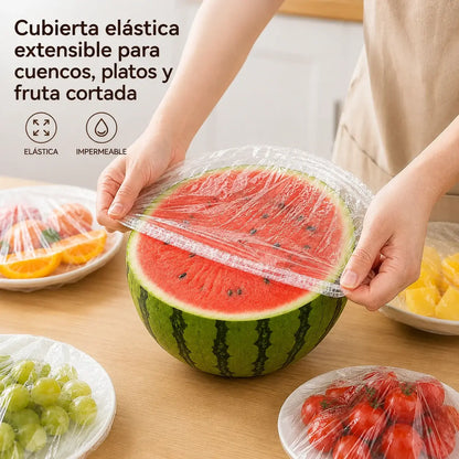 【200 piezas】Film transparente desechable, ideal para recipientes y alimentos. Se ajusta perfectamente, ofrece un buen sellado y es fácil de usar.
