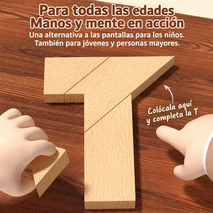 💕🎭 Rompecabezas tipo tangram en forma de T – Juguete versátil