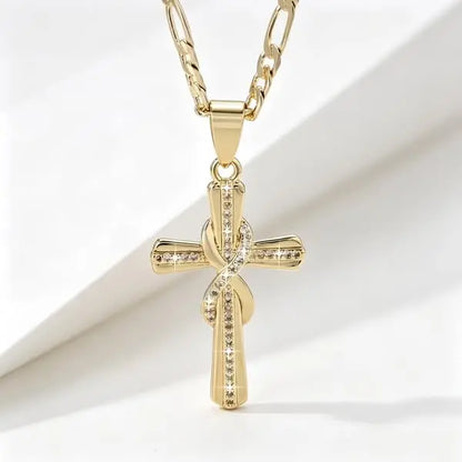 🎀💖Collar con cruz del infinito engastada con diamantes de 14k