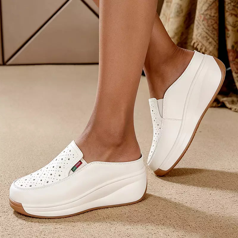 Mules de cuero genuino con plataforma anatómica: máxima comodidad para tus pies, transpirables, fáciles de poner y sin dolor. ✨