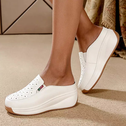 Mules de cuero genuino con plataforma anatómica: máxima comodidad para tus pies, transpirables, fáciles de poner y sin dolor. ✨