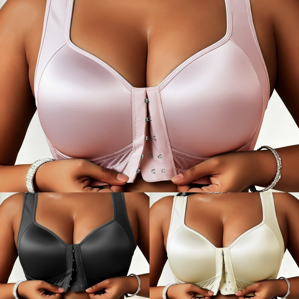 😍👙【Balenie 3 kusov】【40-100 kg】Dámska podprsenka bez kostíc so zapínaním vpredu