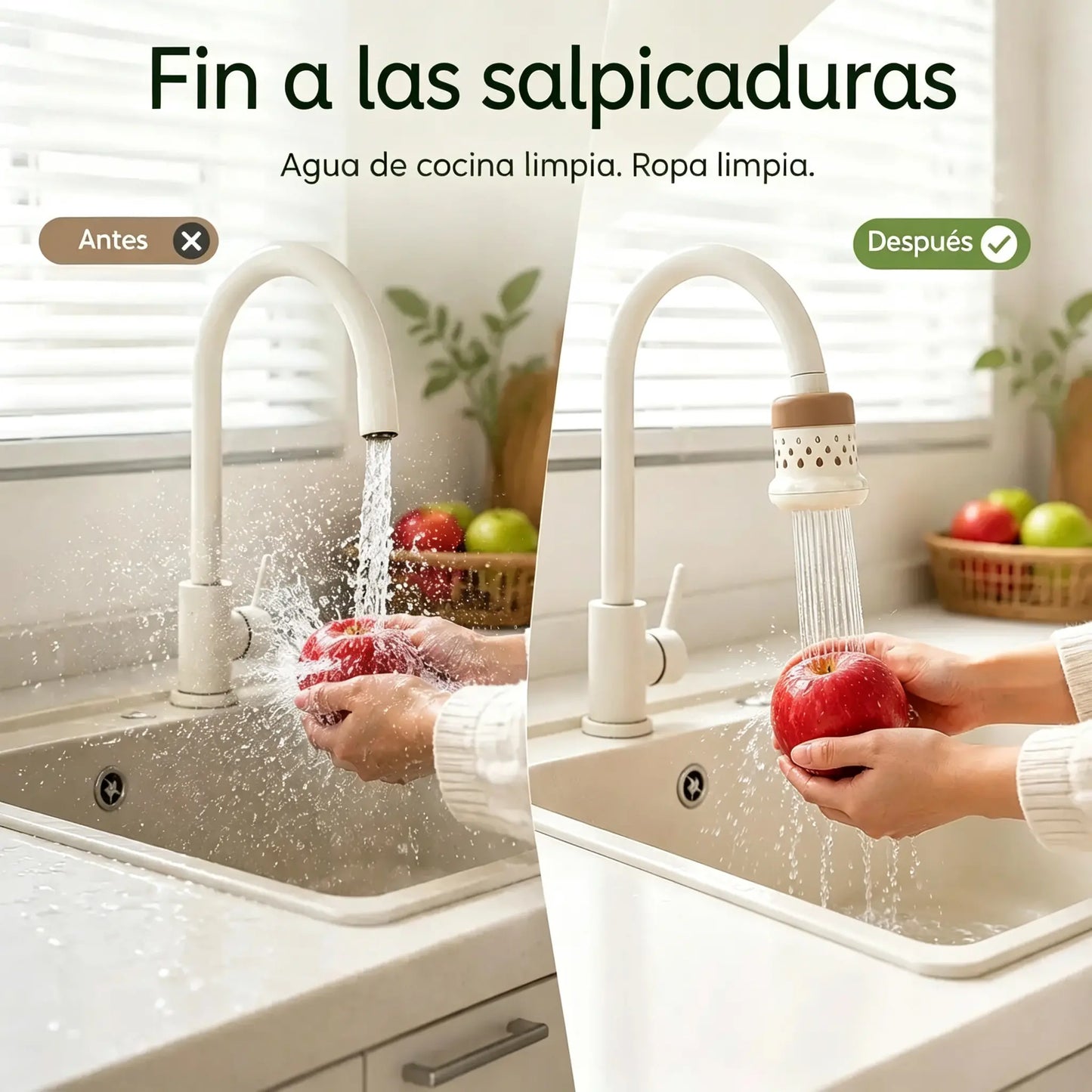 【Compra 1 y llévate 2 gratis】💦 Filtro de grifo antisalpicaduras -360° – Ahorra agua y lava mejor