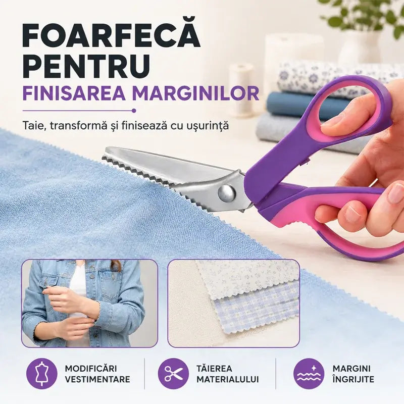 👗✂️ Škare za krojače s ukrasnim rubom – profesionalne za cik-cak i valovito rezanje | Savršene za tkanine, patchwork i DIY projekte