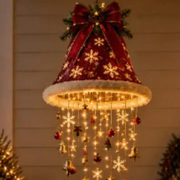 🎅 Gorro de Navidad con copo de nieve y luz LED de cristal  Brillo mágico para el porche ✨