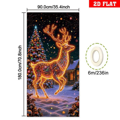Pancarta navideña fluorescente UV para puerta/fondo/decoración para fiestas navideñas/tela decorativa navideña colgante