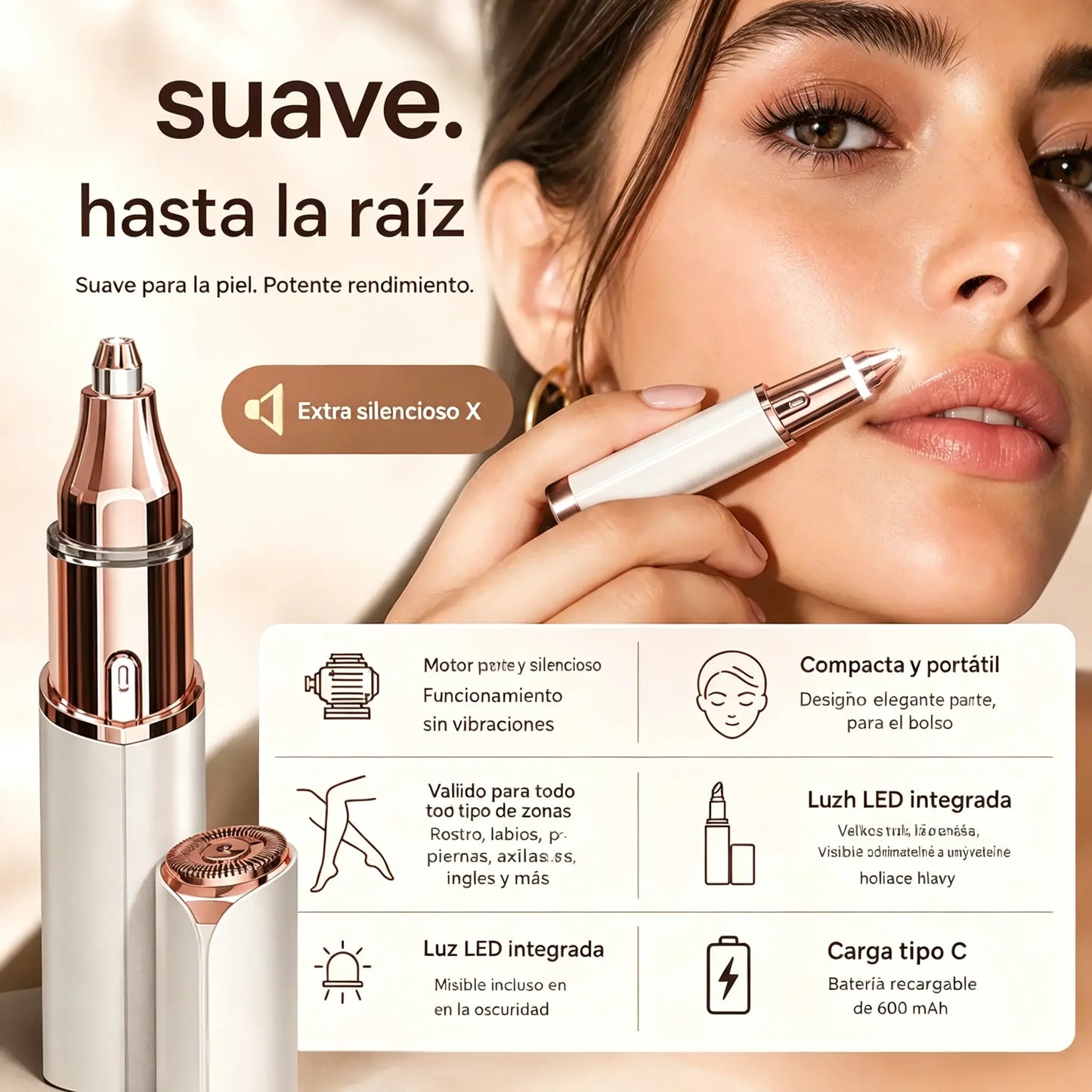 🎁 Modelo 2026 – 50% de descuento💥💗 Dispositivo 2 en 1 para depilación facial y diseño de cejas